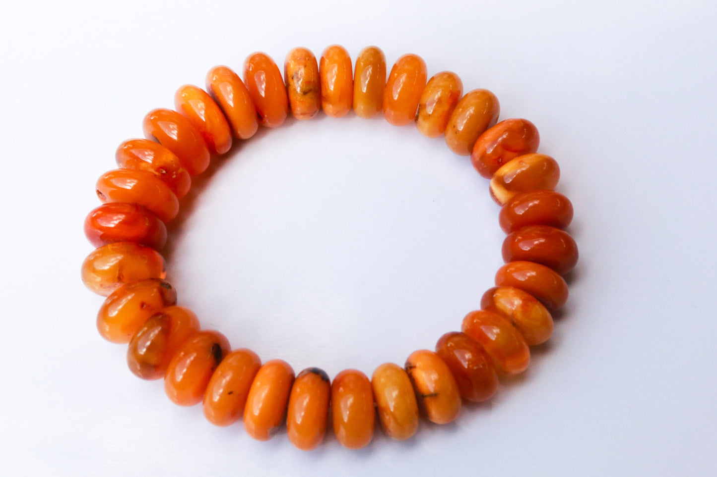 Baltic Amber Bracelet Antique Butterscotch Rondelle Beads Natural Untreated Unisex Jewelry Yolk 8.5" 28.5 gram