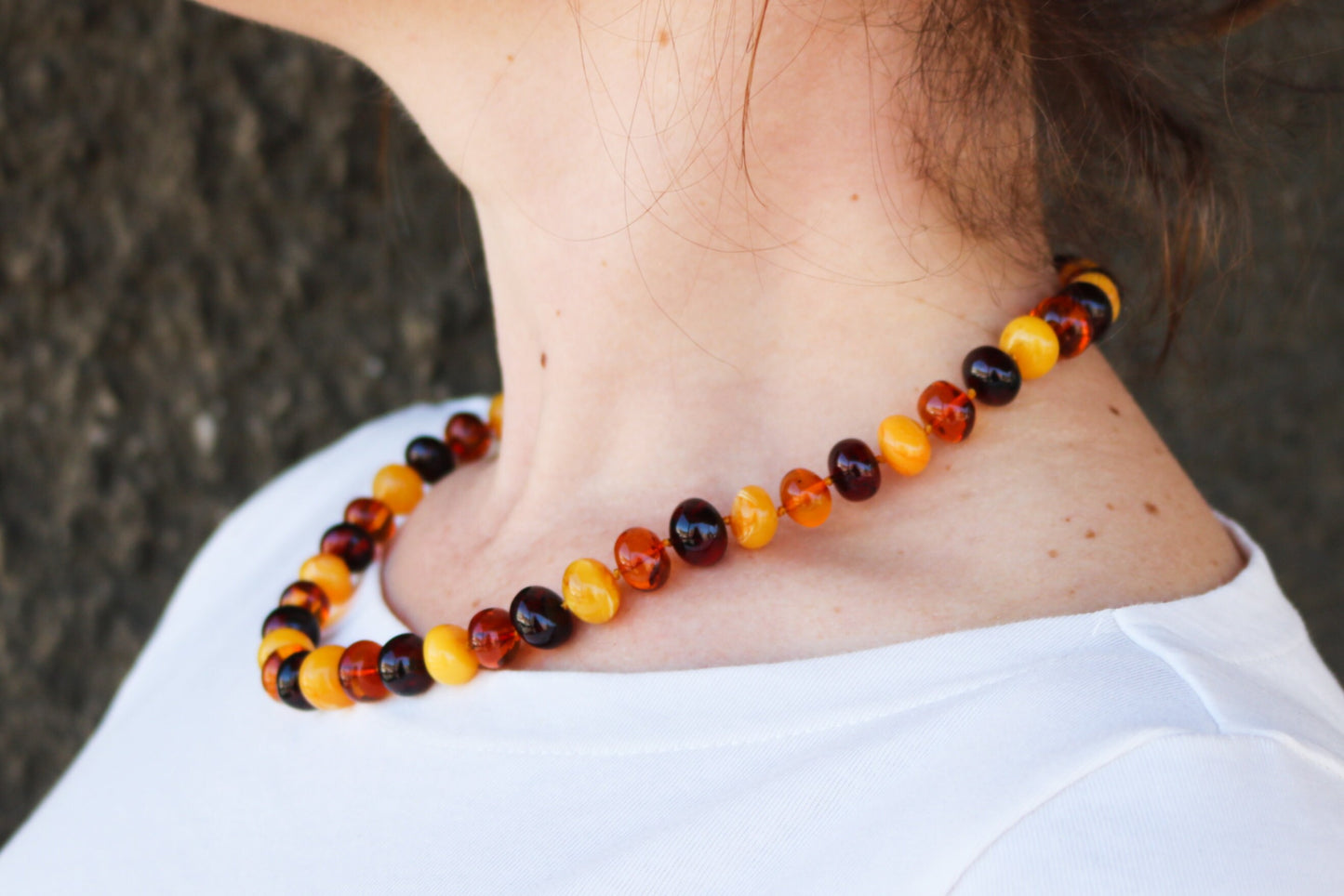 Baltic Amber Multicolor Necklace Baroque Beads Natural 19.7" 32.4 gram