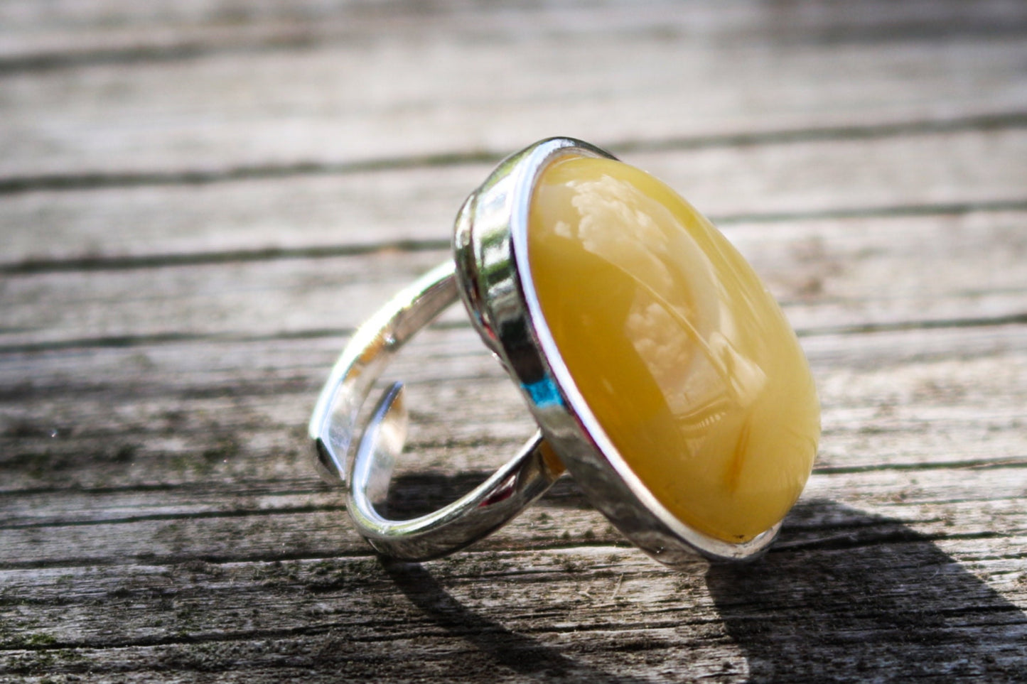 Baltic Amber Butterscotch Ring Oval Adjustable Untreated Natural Jewelry 925 Silver 10.5 gram