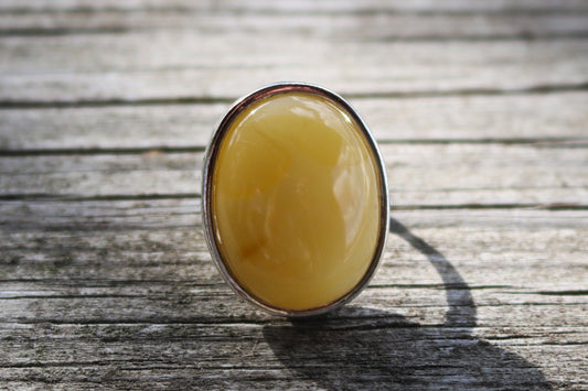 Baltic Amber Butterscotch Ring Oval Adjustable Untreated Natural Jewelry 925 Silver 10.5 gram