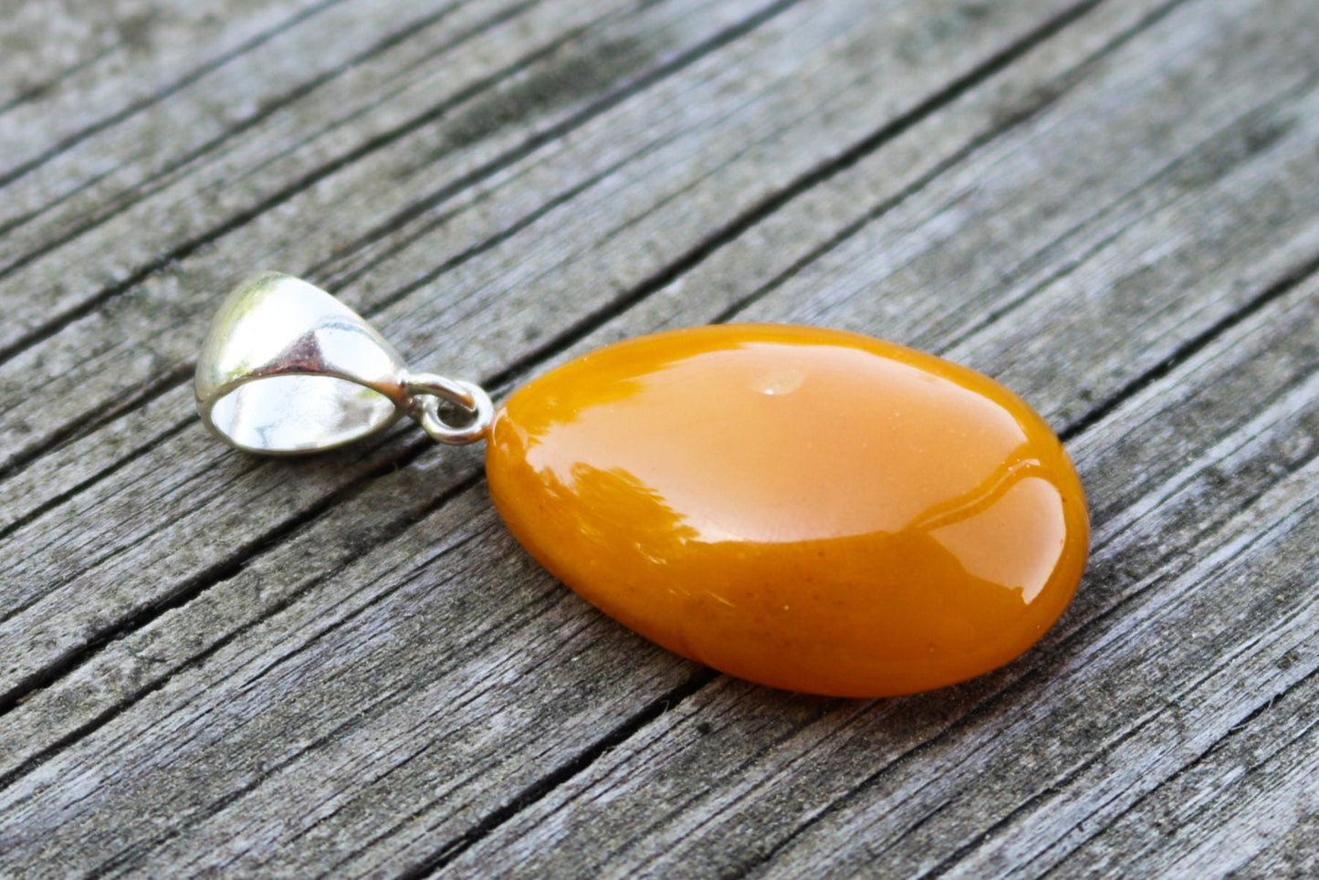 Baltic Amber Pendant Antique Butterscotch Yolk Drop Natural Jewelry Unisex 1.8" 4.8 gram 925 Silver