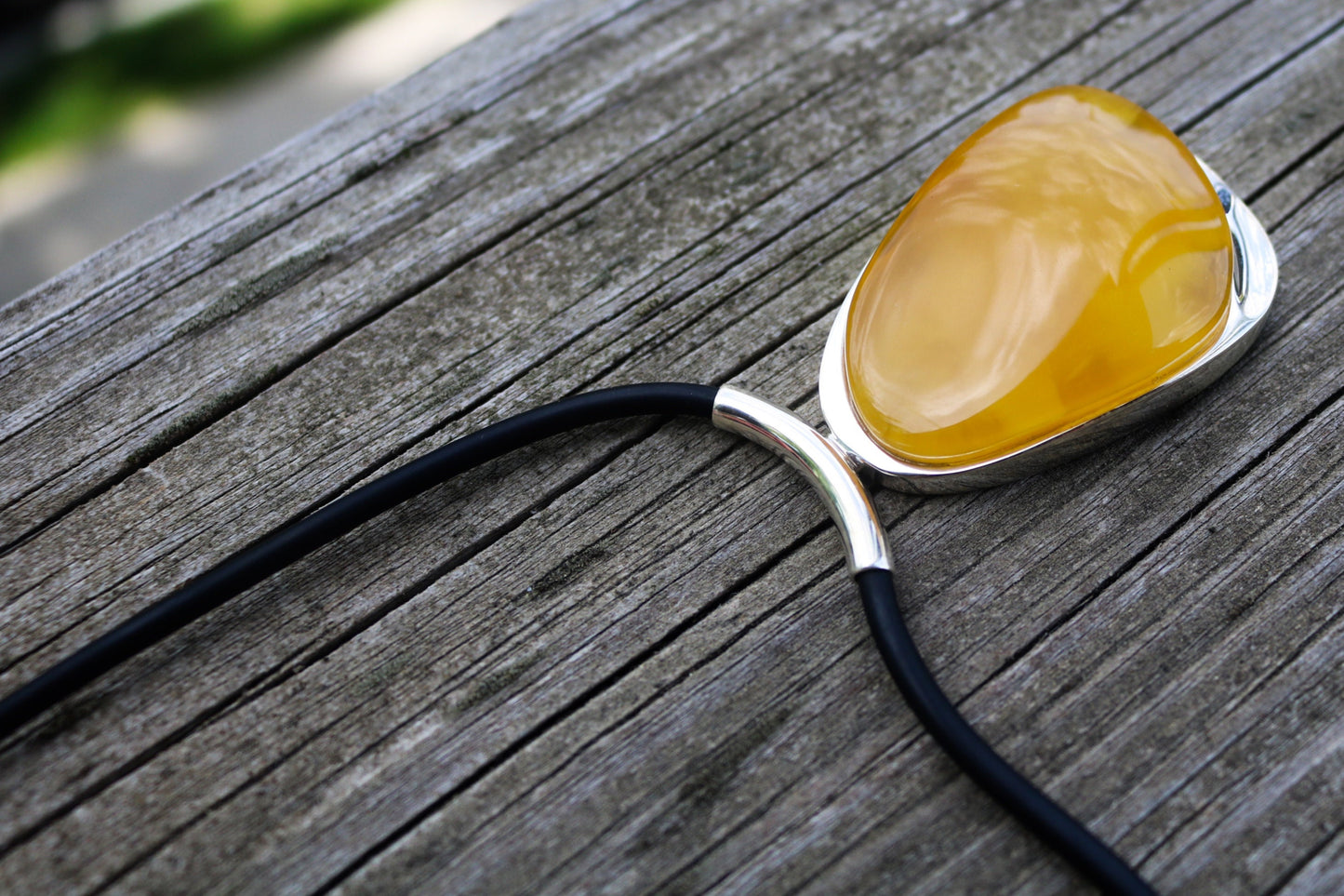 Baltic Amber Choker Pendant Butterscotch Necklace Cord Adjustable Natural Untreated Jewelry 28 gram 925 Silver