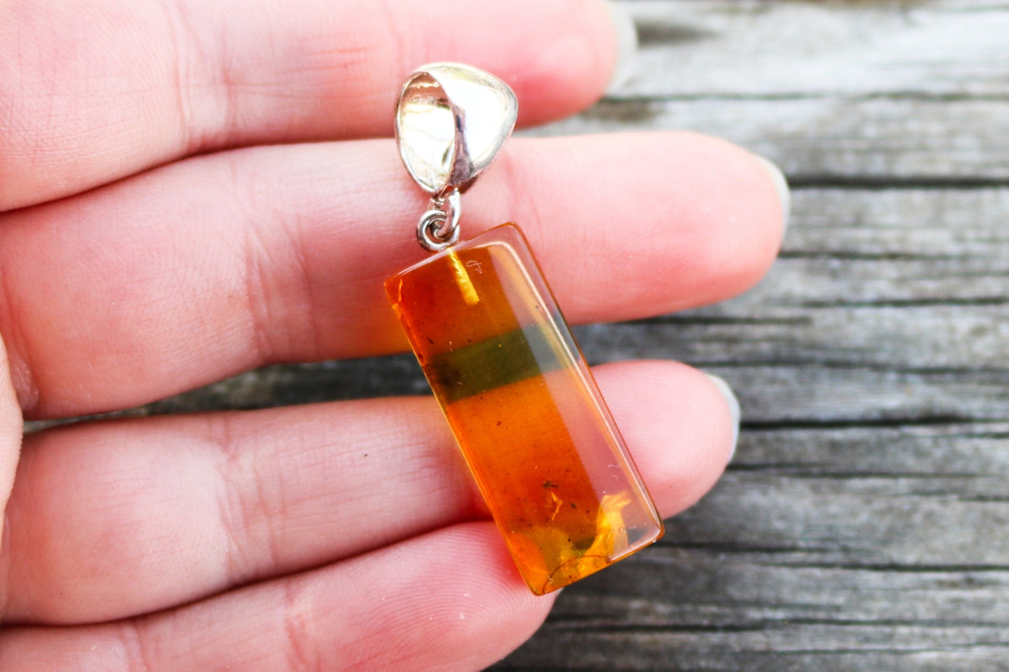 Baltic Amber Pendant Fossil Insect Natural Honey Untreated 1.79" 3.7 gram