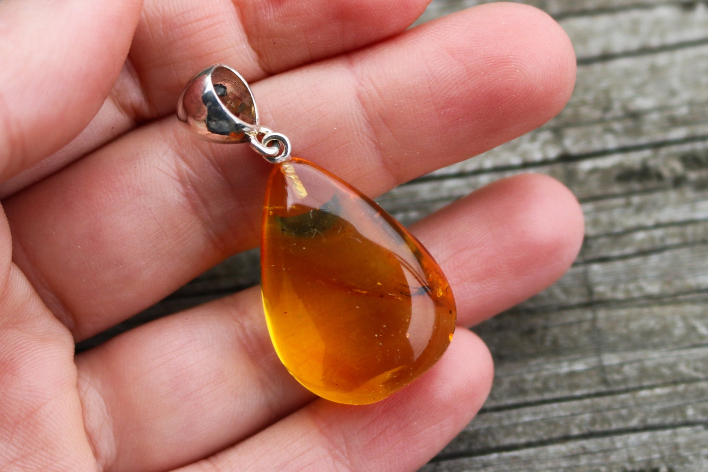 Baltic Amber Pendant Fossil Insect Mosquito Natural Untreated Unisex 1.69" 4.9 gram