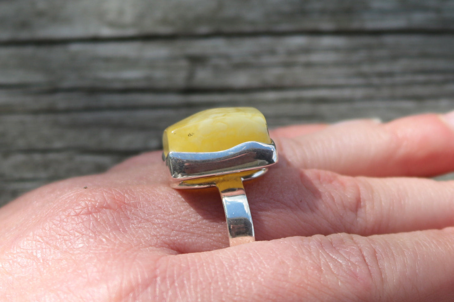 Baltic Amber Ring Butterscotch Adjustable Square Natural Untreated Jewelry 925 Silver 12.6 gram