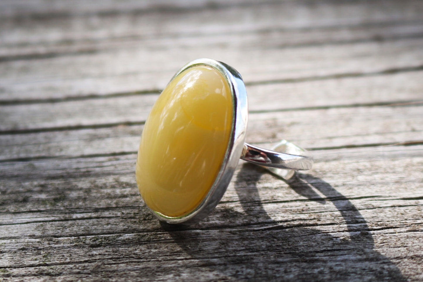 Baltic Amber Butterscotch Ring Oval Adjustable Untreated Natural Jewelry 925 Silver 10.5 gram