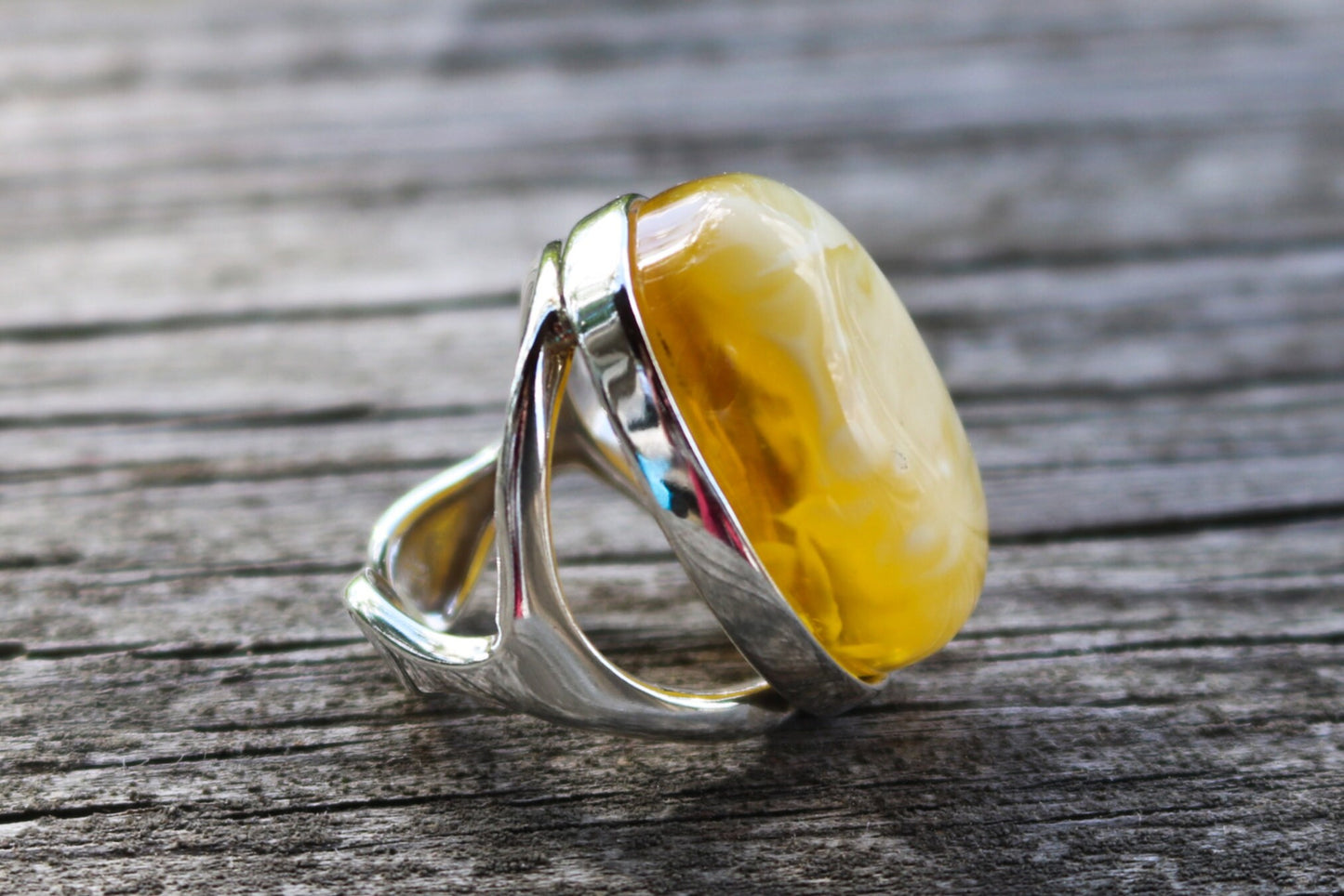 Baltic Amber Butterscotch Ring Oval Adjustable Untreated Natural Jewelry 925 Silver 13.3 gram