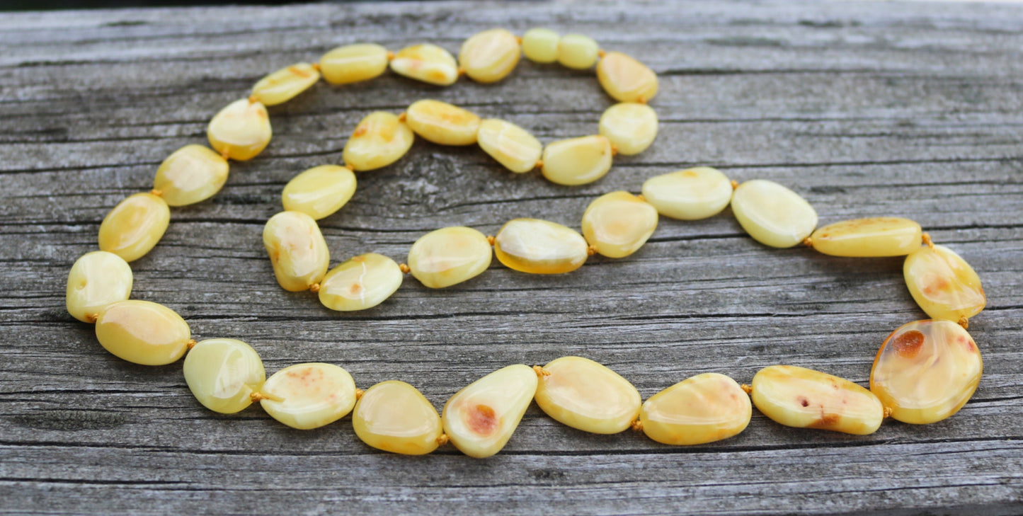 Baltic Amber Necklace Butterscotch Natural Beads Untreated Unisex Jewelry 24.5" 22.3 gram