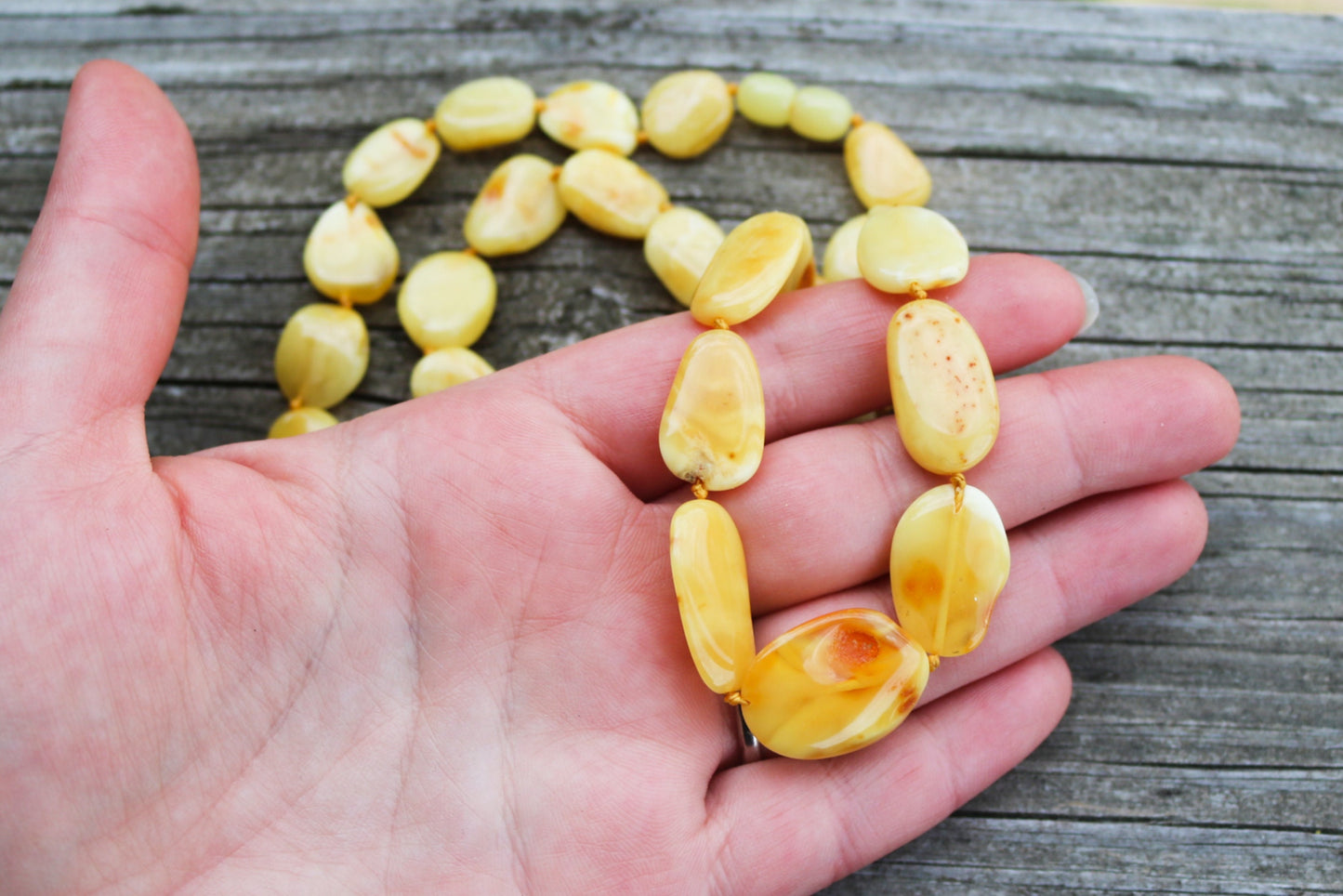 Baltic Amber Necklace Butterscotch Natural Beads Untreated Unisex Jewelry 24.5" 22.3 gram