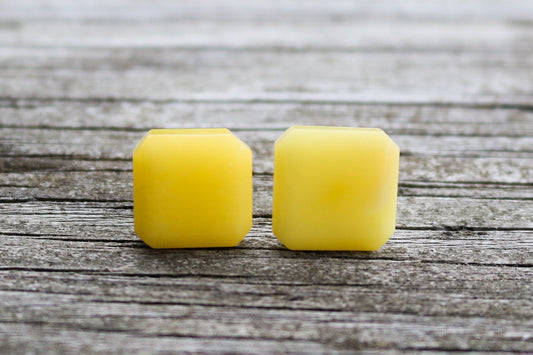 Baltic Amber Butterscotch Earrings Square Studs Natural Jewelry 2.3 gram 925 Silver