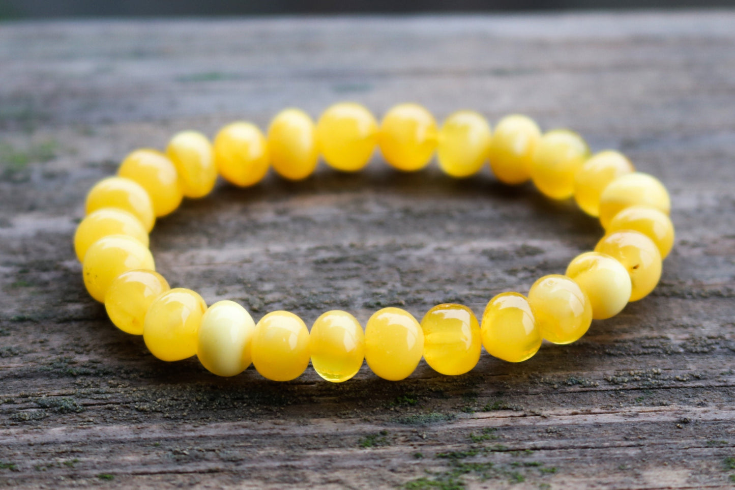 Baltic Amber Butterscotch Baroque Ball Bracelet Milky Beads Natural Unisex Jewelry 9-10 mm 10 gram