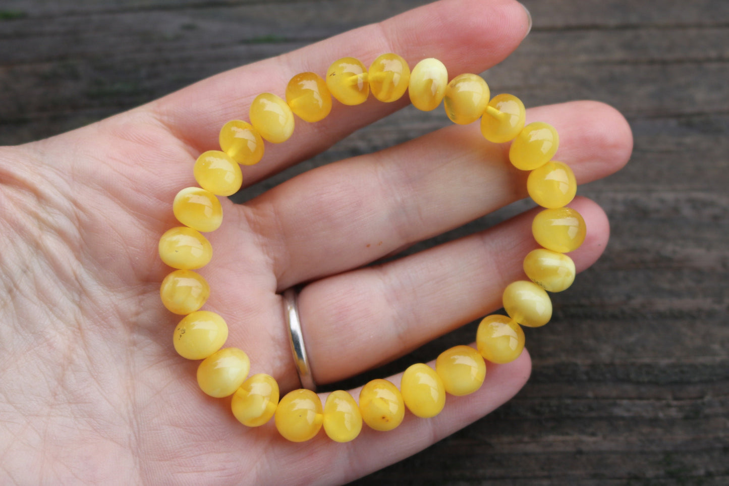 Baltic Amber Butterscotch Baroque Ball Bracelet Milky Beads Natural Unisex Jewelry 9-10 mm 10 gram