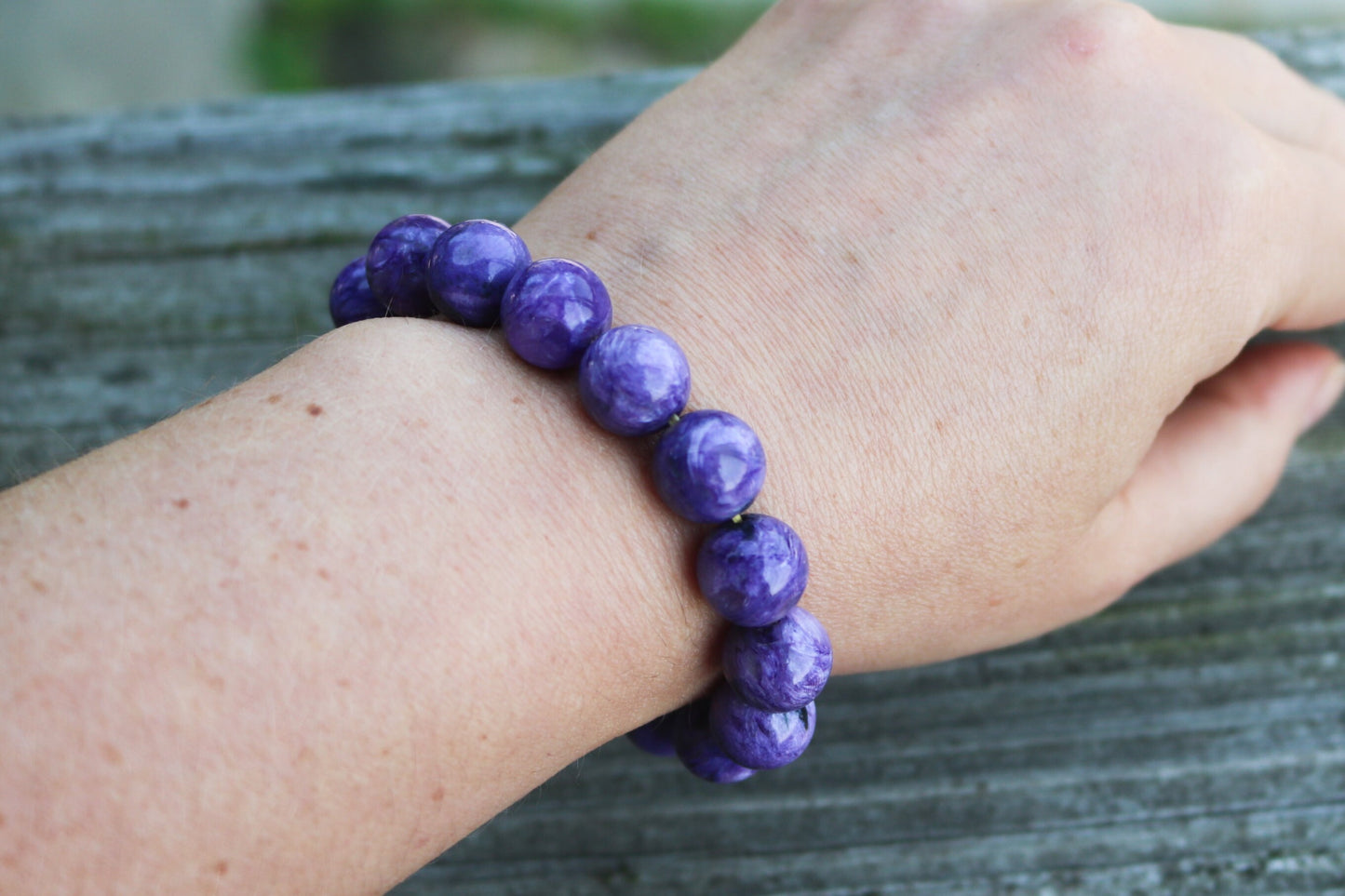 Charoite Bracelet Russian Stone Ball Beads Purple Natural Untreated 12 mm AAA grade 38.5 gram