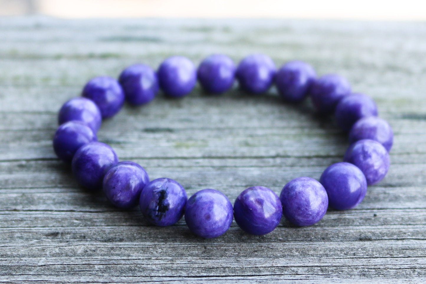 Charoite Bracelet Russian Purple Stone Ball Beads 11 mm Natural Untreated AAA grade 27.7 gram