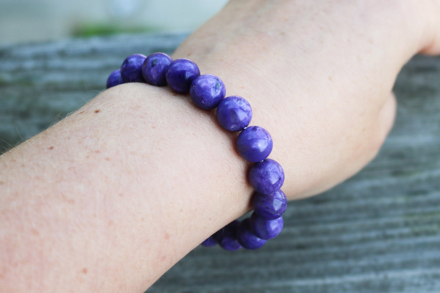 Charoite Bracelet Russian Purple Stone Ball Beads 11 mm Natural Untreated AAA grade 27.7 gram