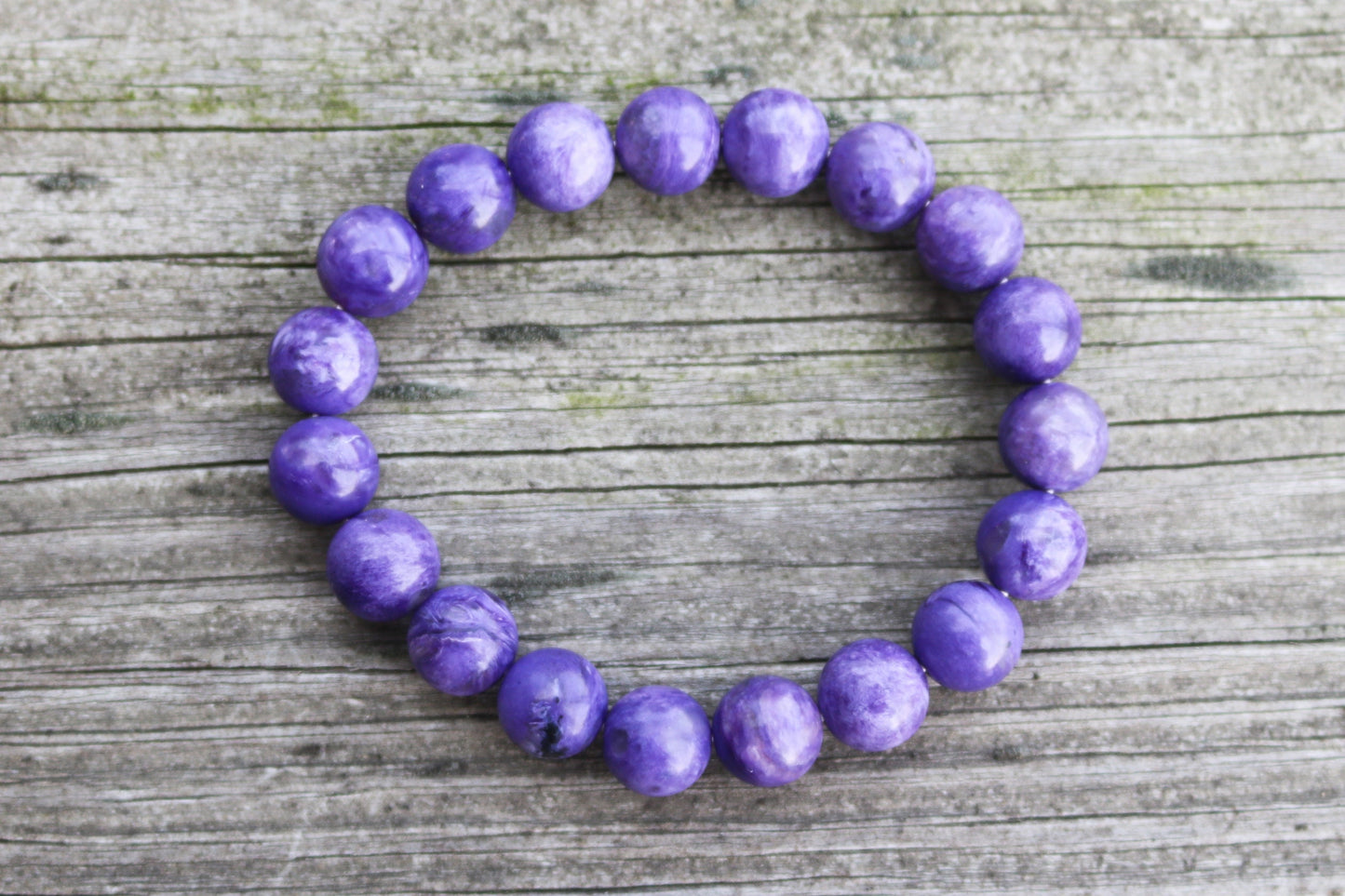 Charoite Bracelet Russian Purple Stone Ball Beads 11 mm Natural Untreated AAA grade 27.7 gram