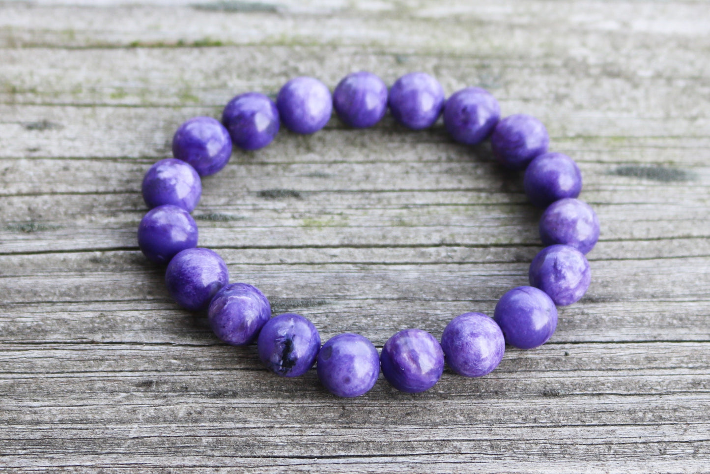 Charoite Bracelet Russian Purple Stone Ball Beads 11 mm Natural Untreated AAA grade 27.7 gram