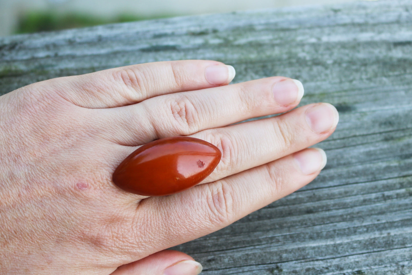 Antique Baltic Amber Red Ring Marquise Poland 1960s size 9 Untreated Natural Jewelry 925 Silver 7.5 gram