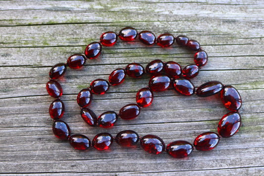 Baltic Amber Necklace Cherry Jewelry Olive Beads Natural Unisex 20" 21.2 gram