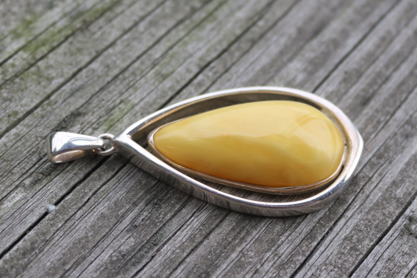 Baltic Amber Pendant Butterscotch Yolk Drop Natural Unisex Jewelry 2.36" 17.6 gram