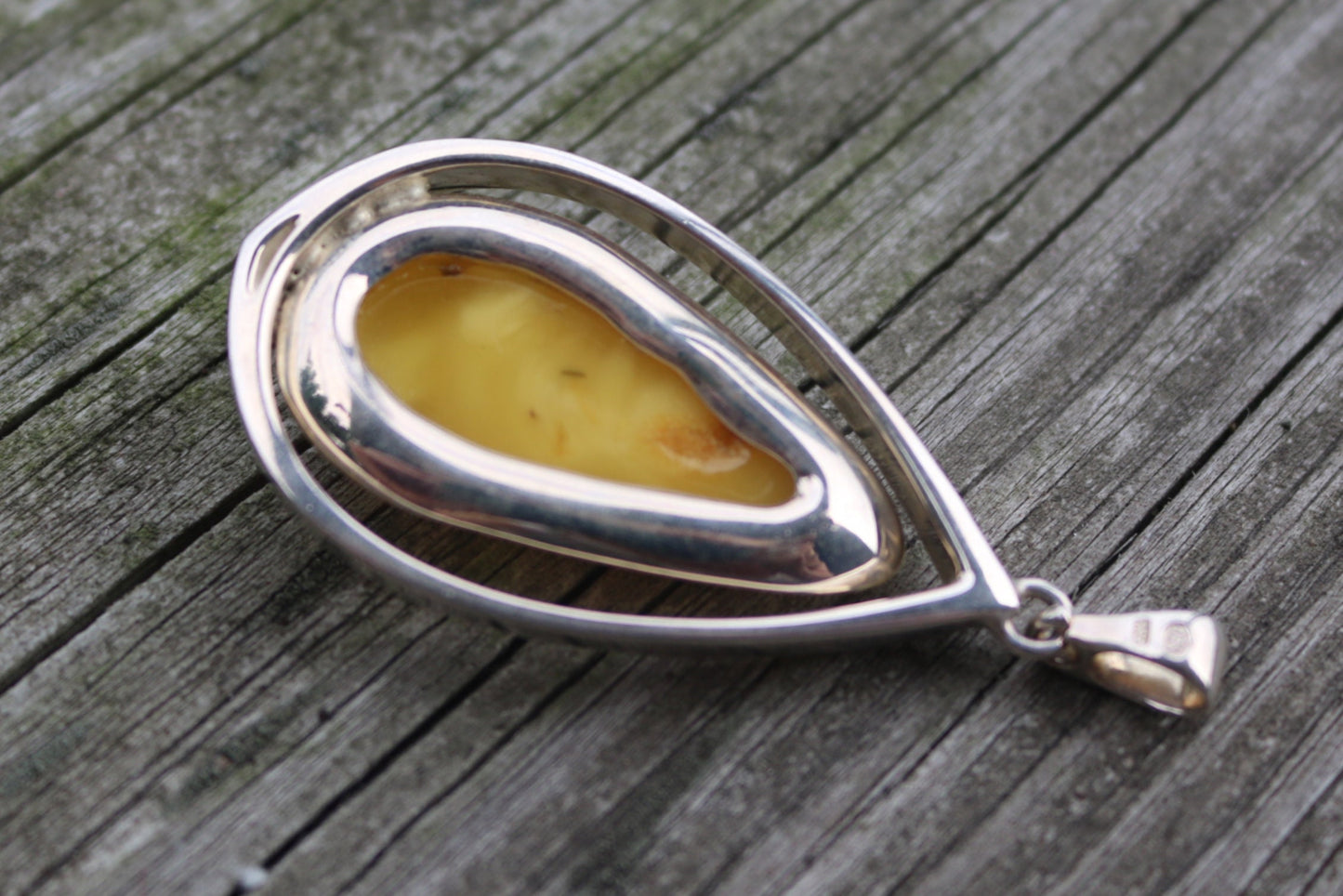 Baltic Amber Pendant Butterscotch Yolk Drop Natural Unisex Jewelry 2.36" 17.6 gram