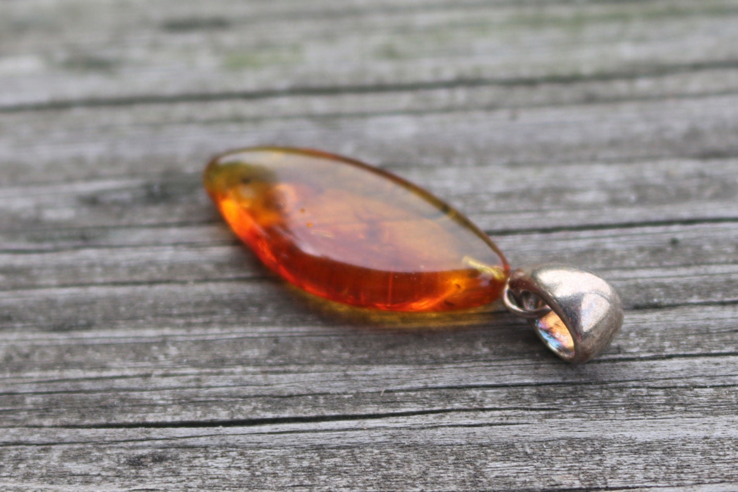 Baltic Amber Pendant Fossil Insect Fly Natural Honey Unisex Jewelry 1.77" 3.1 gram 925 silver