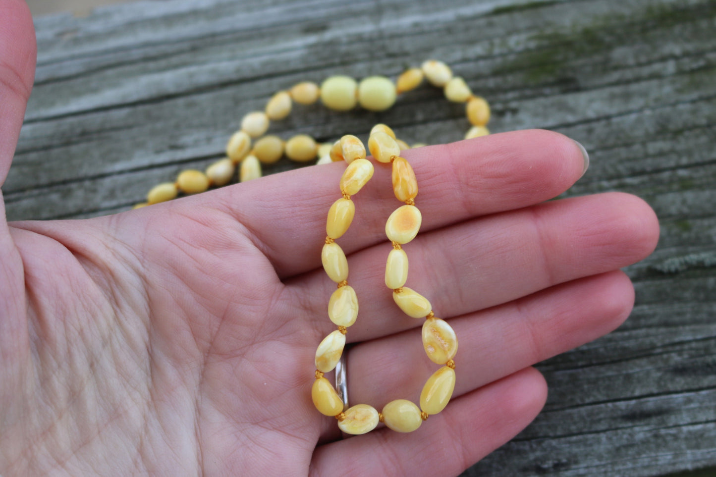 Baltic Amber Necklace Butterscotch Yellow Beaded Natural Raw Untreated 20" 6.6 gram