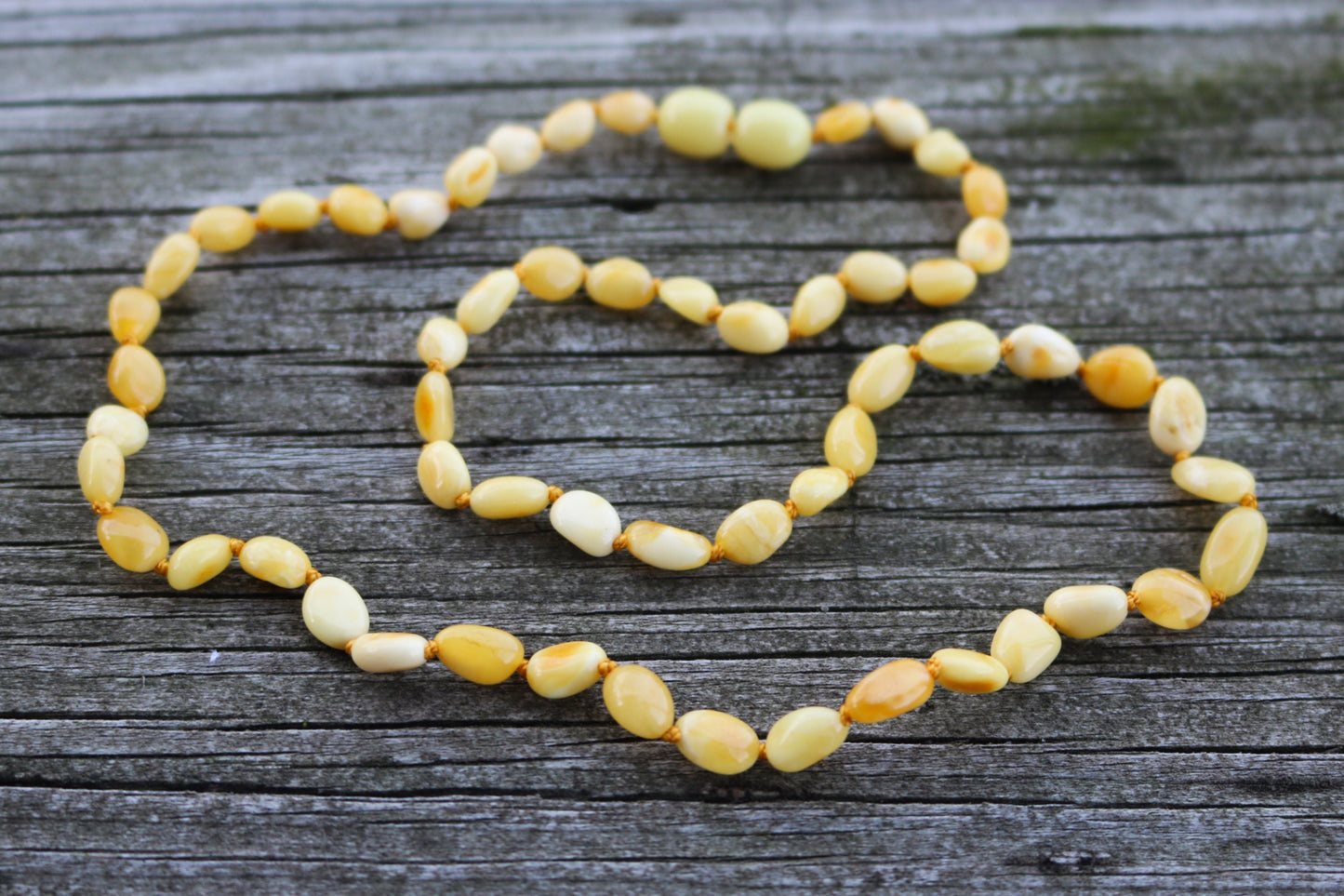 Baltic Amber Necklace Butterscotch Yellow Beaded Natural Raw Untreated 20" 6.6 gram