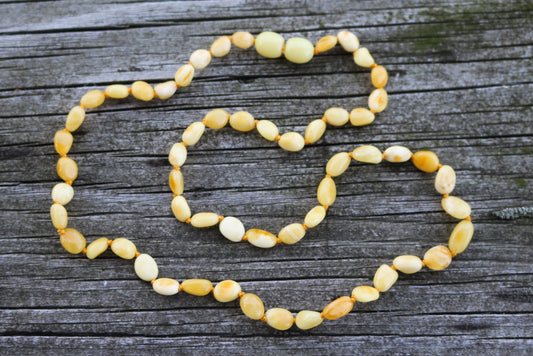 Baltic Amber Necklace Butterscotch Yellow Beaded Natural Raw Untreated 20" 6.6 gram