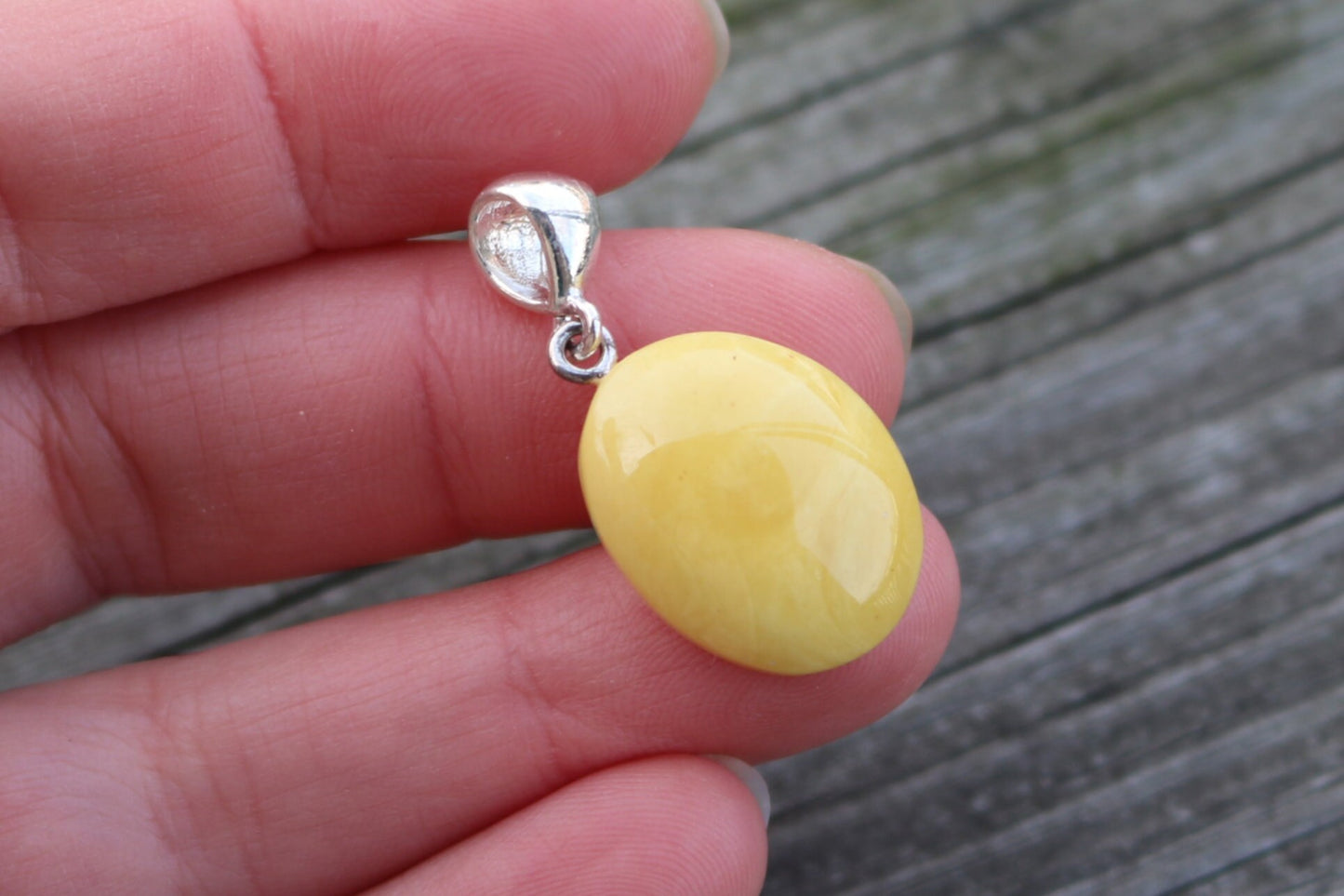 Baltic Amber Butterscotch Pendant Oval Natural Untreated Jewelry 1.28" 2 gram 925 Silver