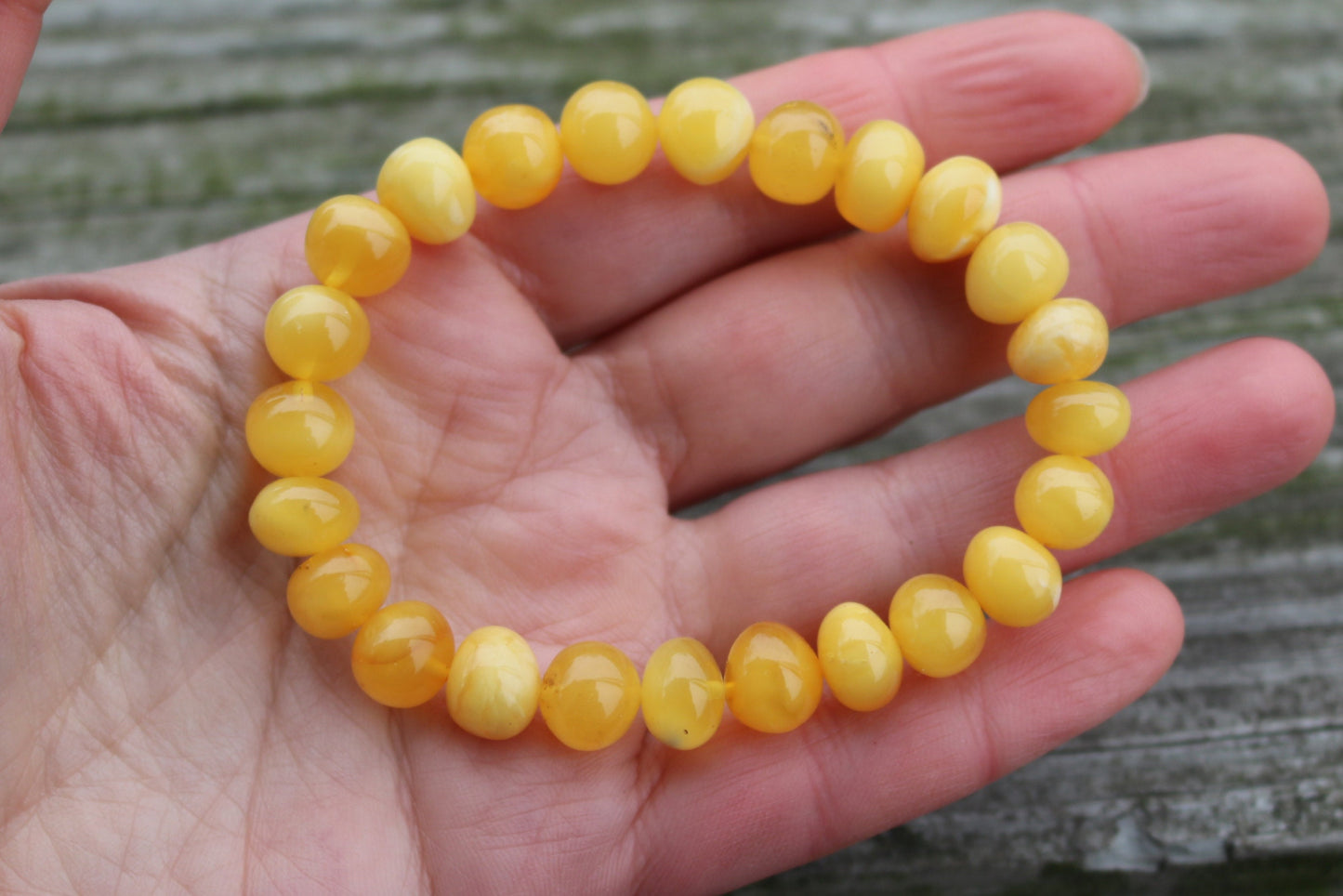 Baltic Amber Bracelet Butterscotch Baroque Beaded Natural Untreated Jewelry 7.5" 11.2 gram