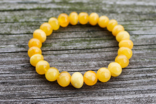 Baltic Amber Bracelet Butterscotch Baroque Beaded Natural Untreated Jewelry 7.5" 11.2 gram