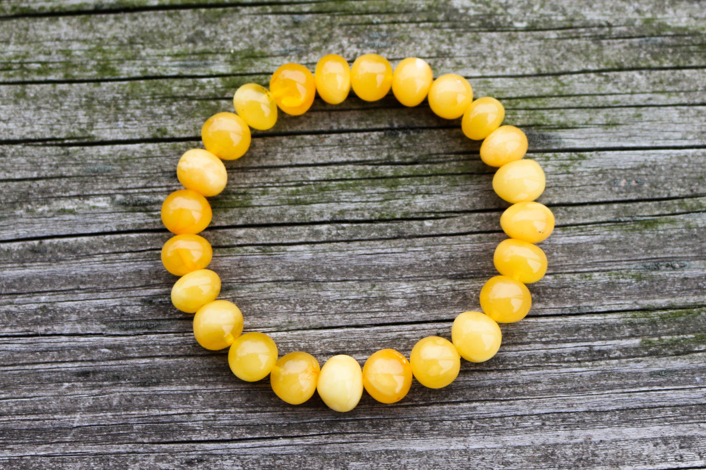 Baltic Amber Bracelet Butterscotch Baroque Beaded Natural Untreated Jewelry 7.5" 11.2 gram