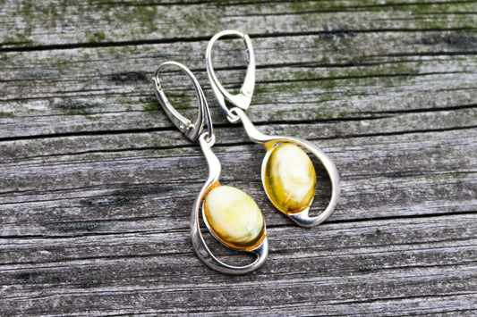 Baltic Amber Earrings Butterscotch Natural Jewelry 1.74" 5 gram 925 Silver