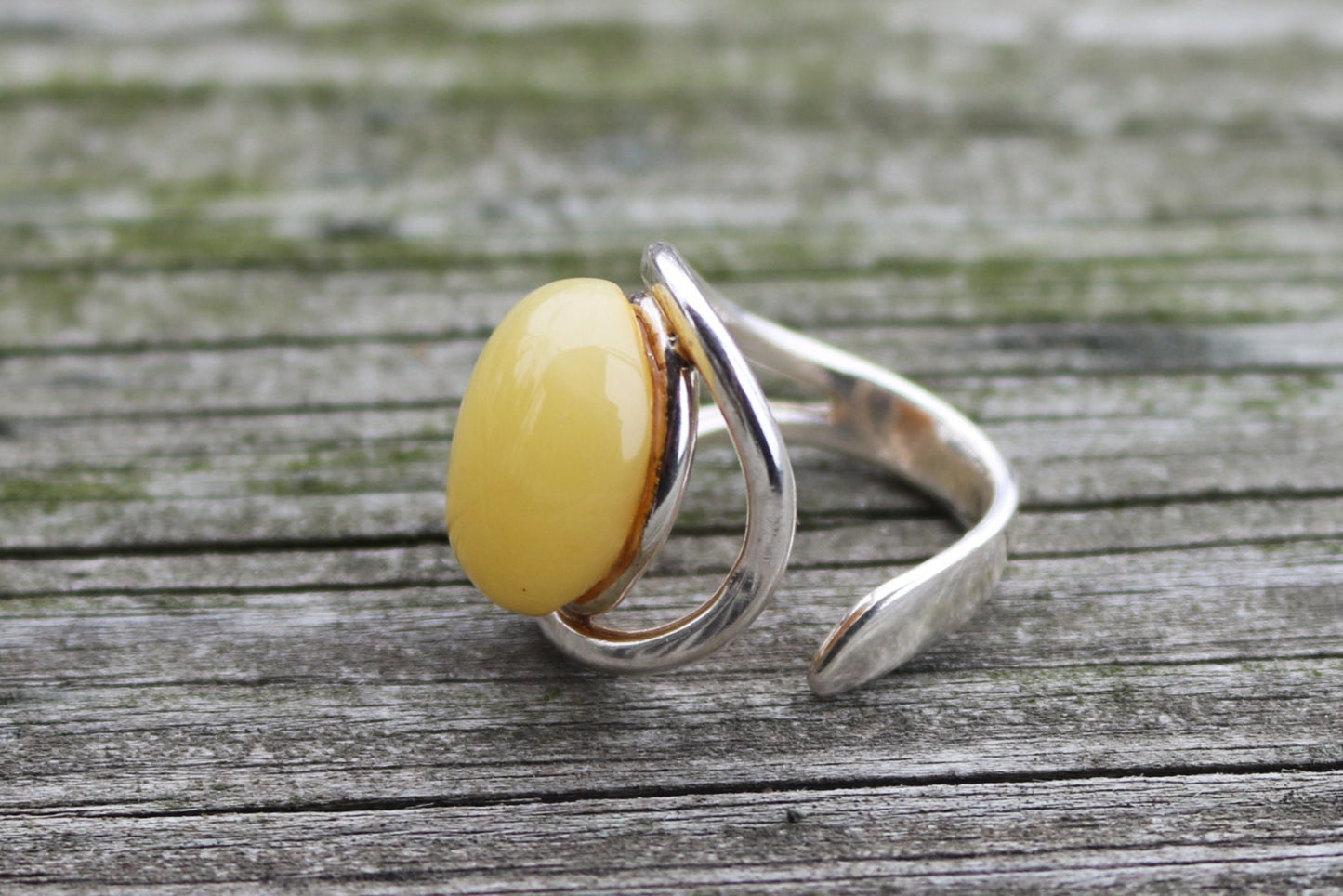 Baltic Amber Butterscotch Ring Adjustable Oval Milky Natural Untreated 925 Silver 8.4 gram