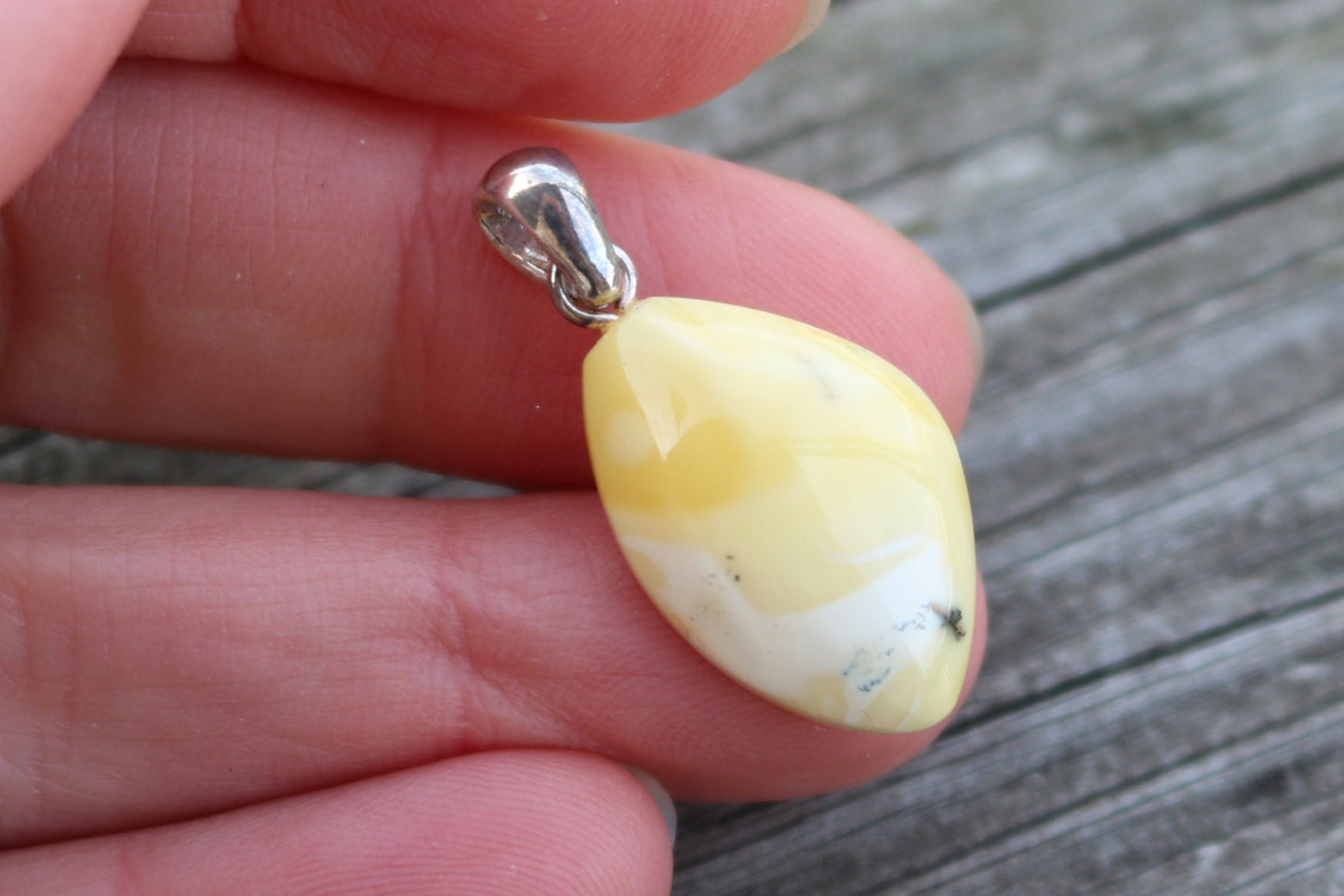 Baltic Amber Butterscotch Pendant Milky Natural Untreated Unisex Jewelry 1.54" 1.4 gram 925 Silver