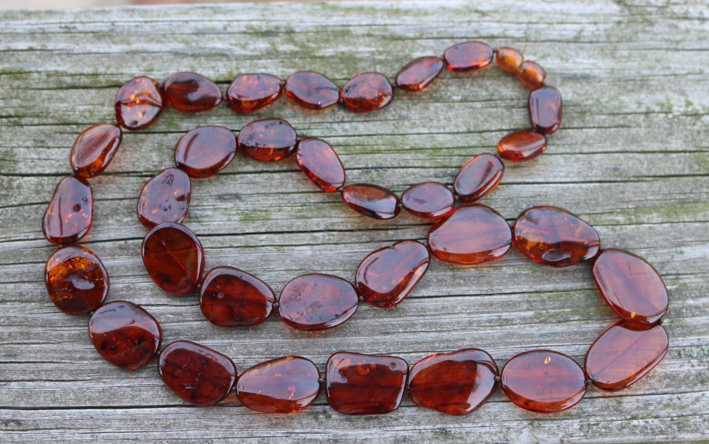 Baltic Amber Cognac Necklace Beaded Natural Unisex 28.5" 32.1 gram