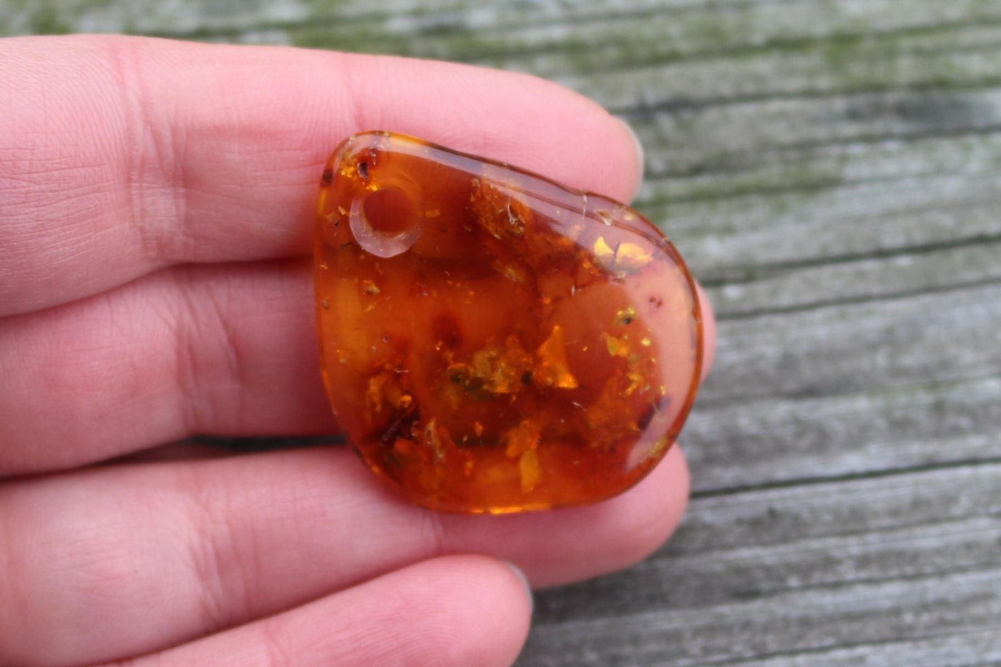 Baltic Amber Pendant Honey Pierced Natural Untreated Unisex 1.51" 4.8 gram