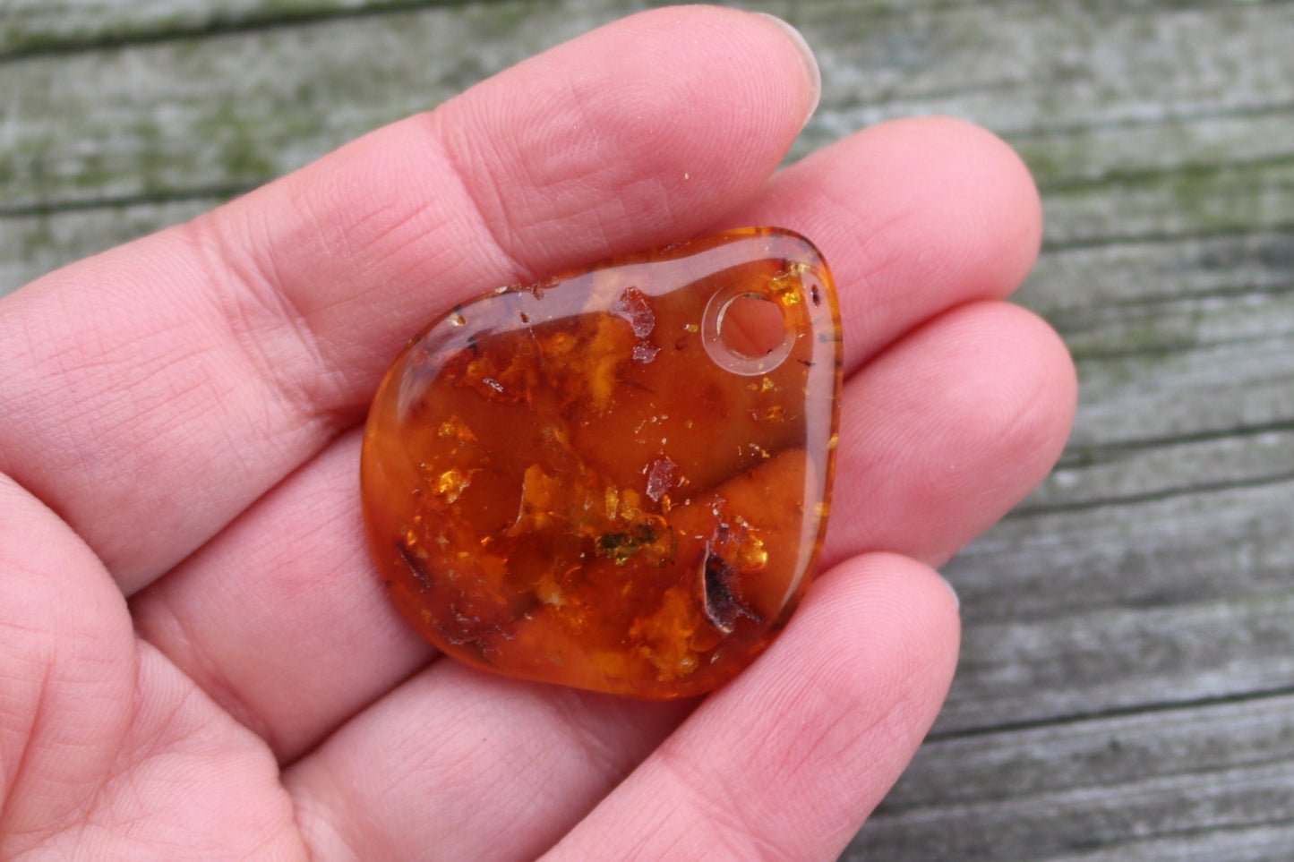 Baltic Amber Pendant Honey Pierced Natural Untreated Unisex 1.51" 4.8 gram