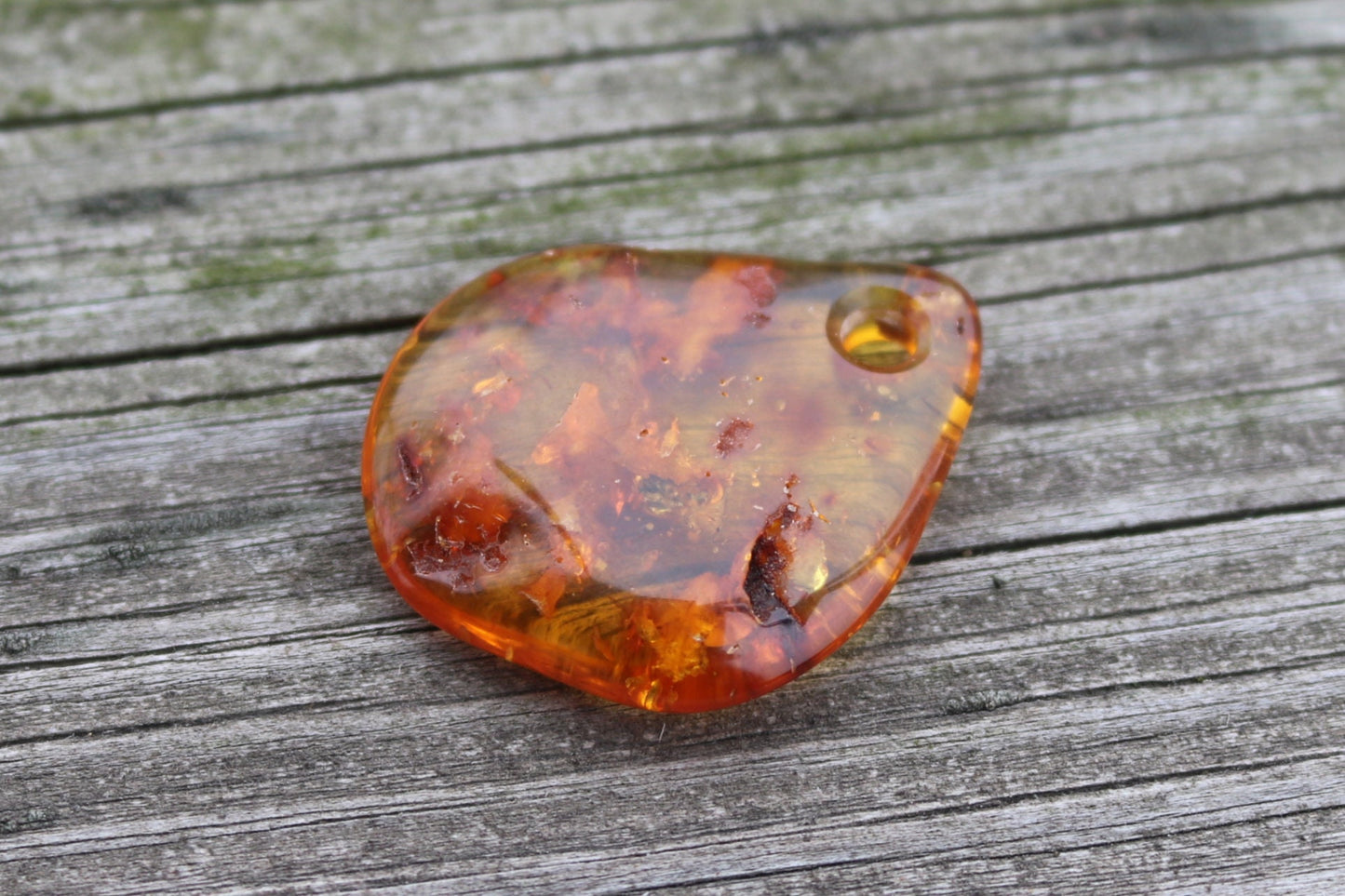 Baltic Amber Pendant Honey Pierced Natural Untreated Unisex 1.51" 4.8 gram