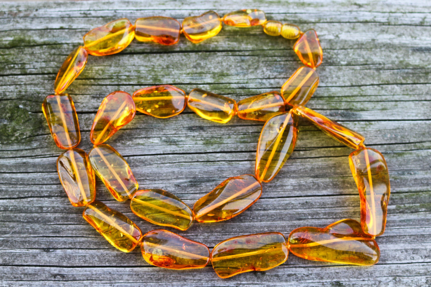 Baltic Amber Necklace Yellow Lemon Beads Natural Untreated Unisex Jewelry 25.5" 40 gram