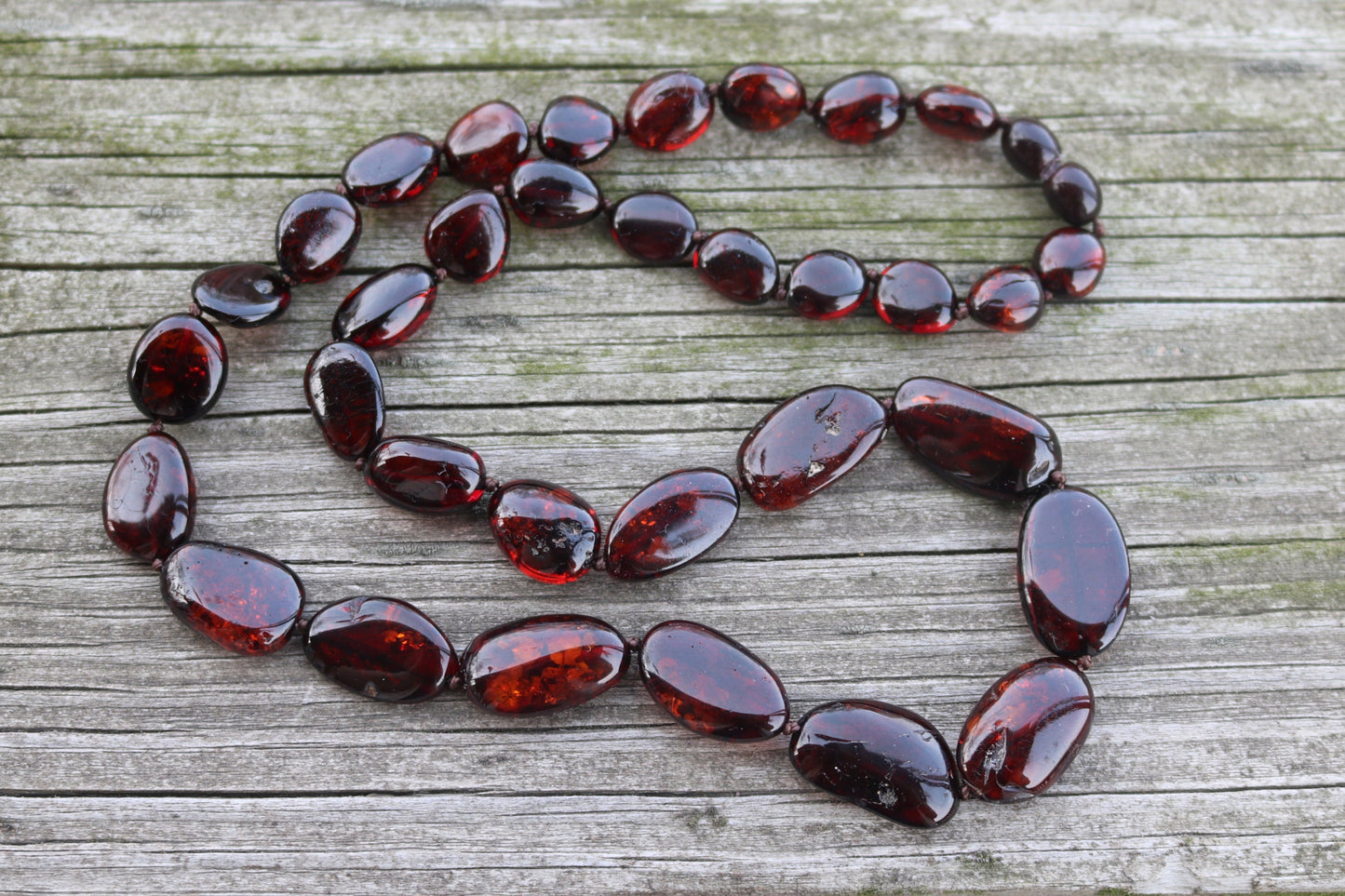 Baltic Amber Cherry Necklace Beaded Natural Untreated 22" 20.4 gram