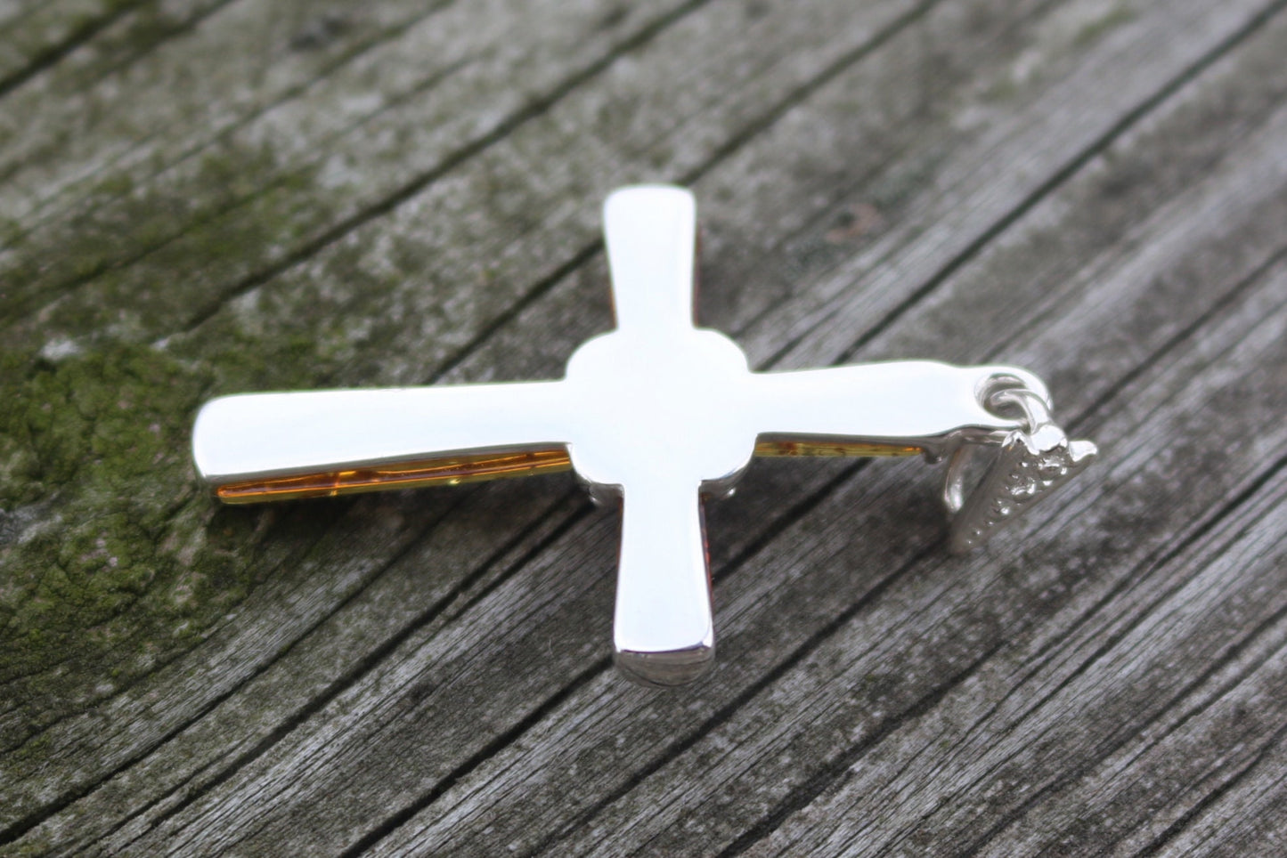 Baltic Amber Cross Pendant Yellow Natural Unisex Jewelry 1.9" 925 silver