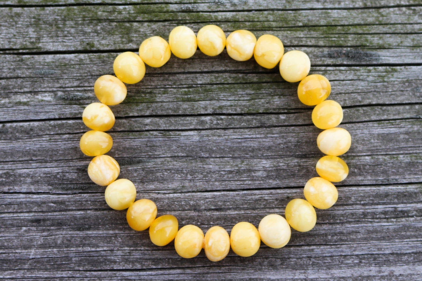 Baltic Amber Bracelet Butterscotch Milky Baroque Beads Natural Untreated 9 mm 8.4 gram