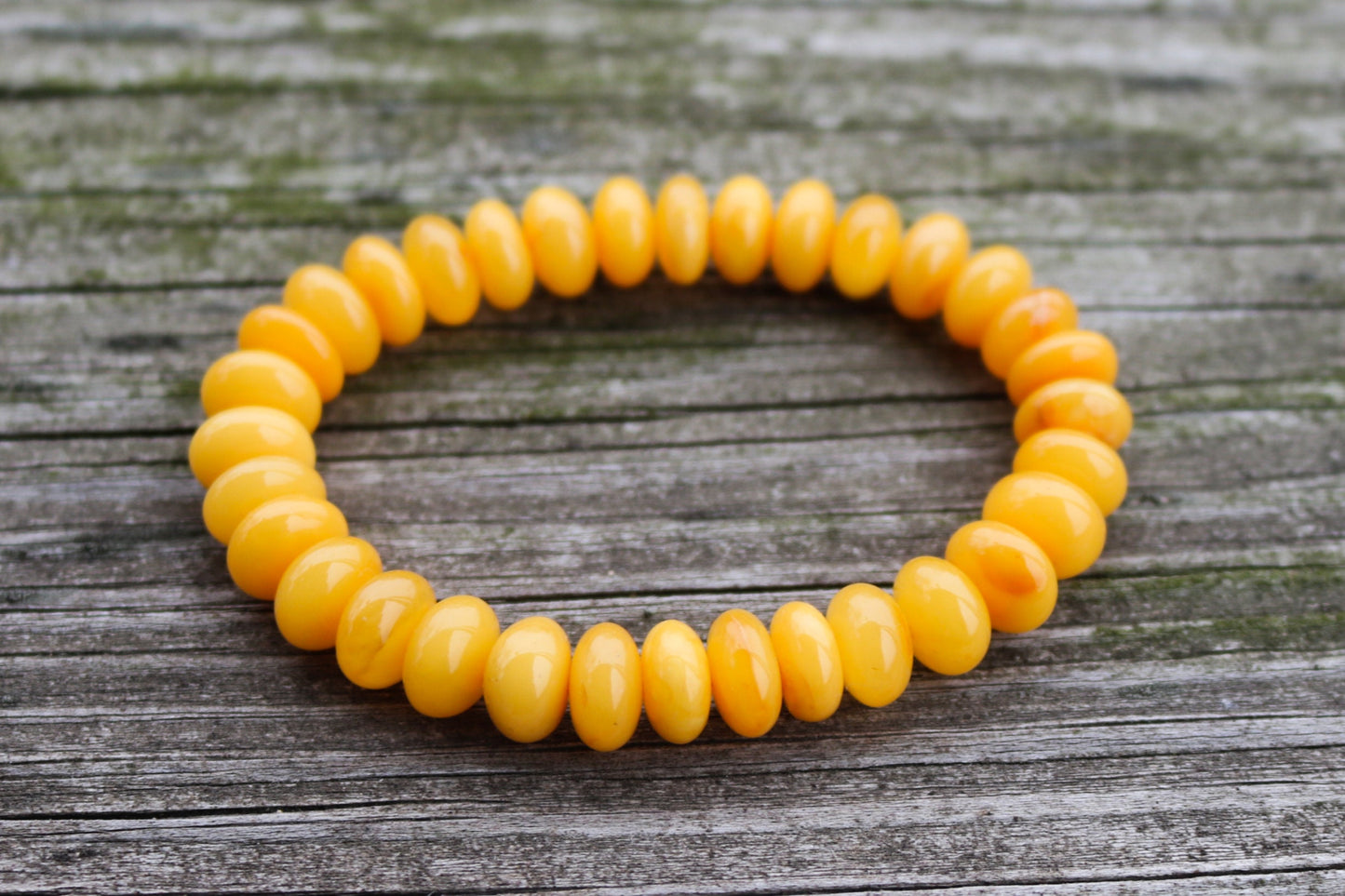 Baltic Amber Bracelet Antique Butterscotch Rondelle Beads Natural Yolk Unisex 13.5 gram