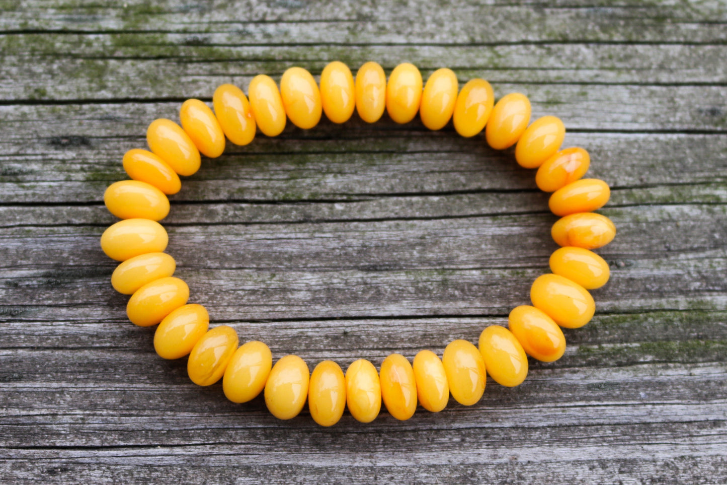 Baltic Amber Bracelet Antique Butterscotch Rondelle Beads Natural Yolk Unisex 13.5 gram