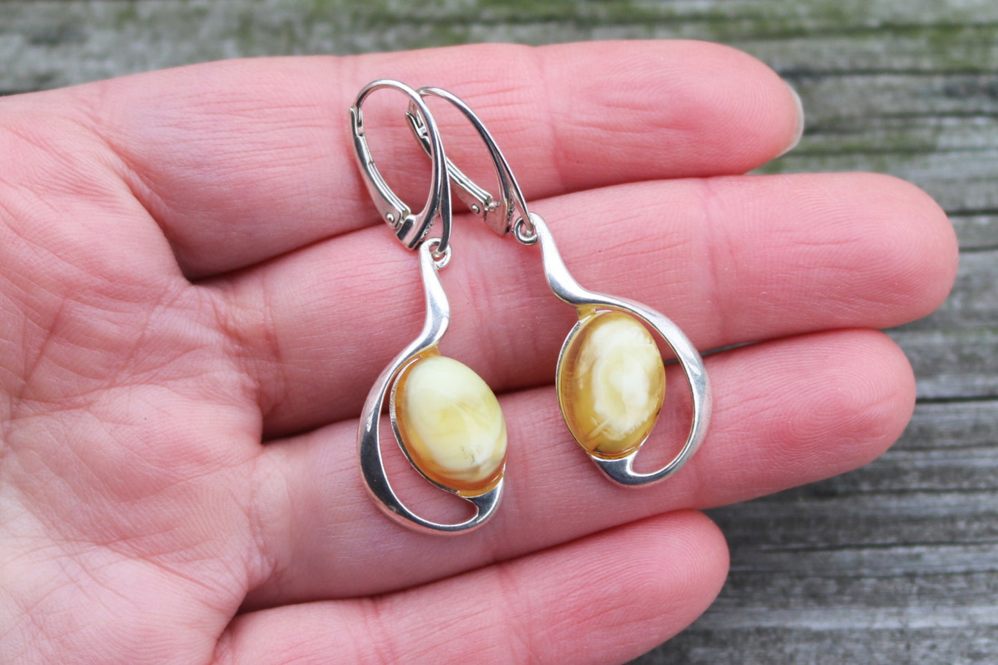 Baltic Amber Earrings Butterscotch Natural Jewelry 1.74" 5 gram 925 Silver