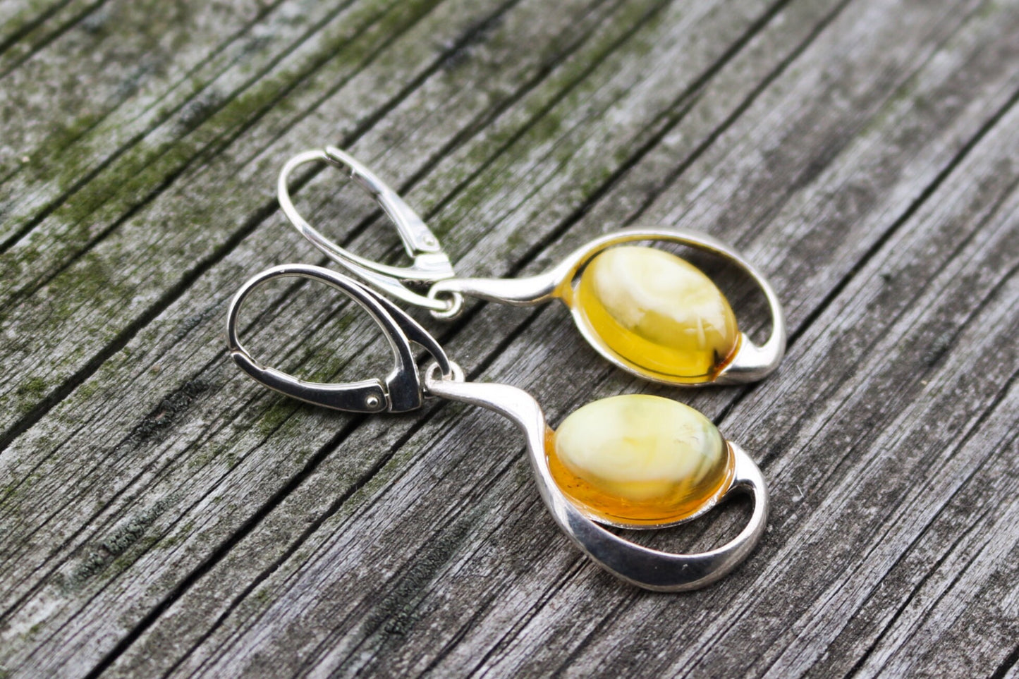 Baltic Amber Earrings Butterscotch Natural Jewelry 1.74" 5 gram 925 Silver