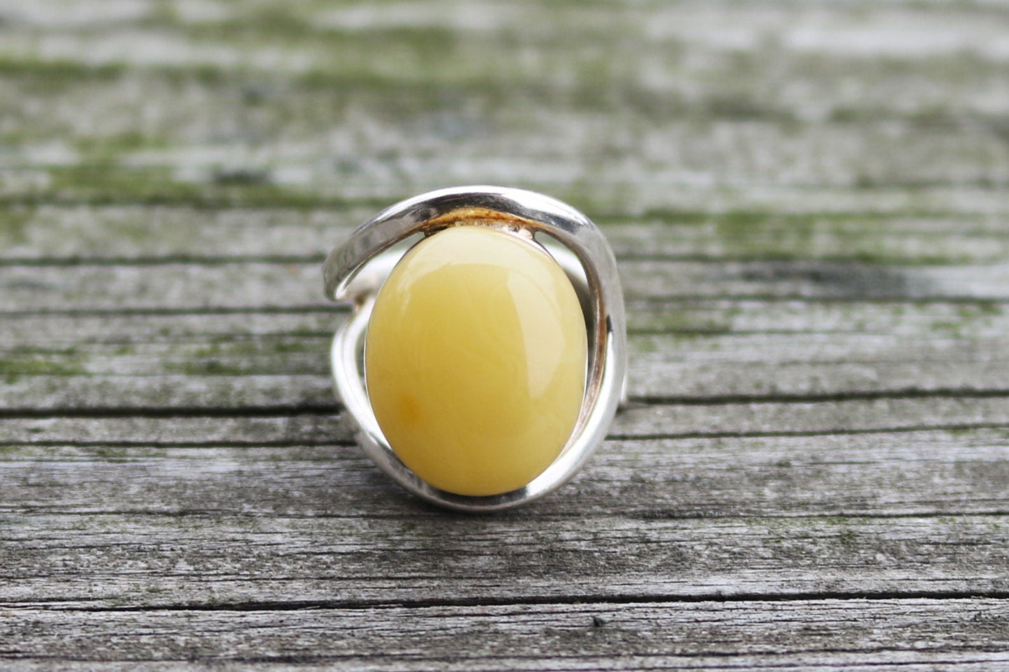 Baltic Amber Butterscotch Ring Adjustable Oval Milky Natural Untreated 925 Silver 8.4 gram