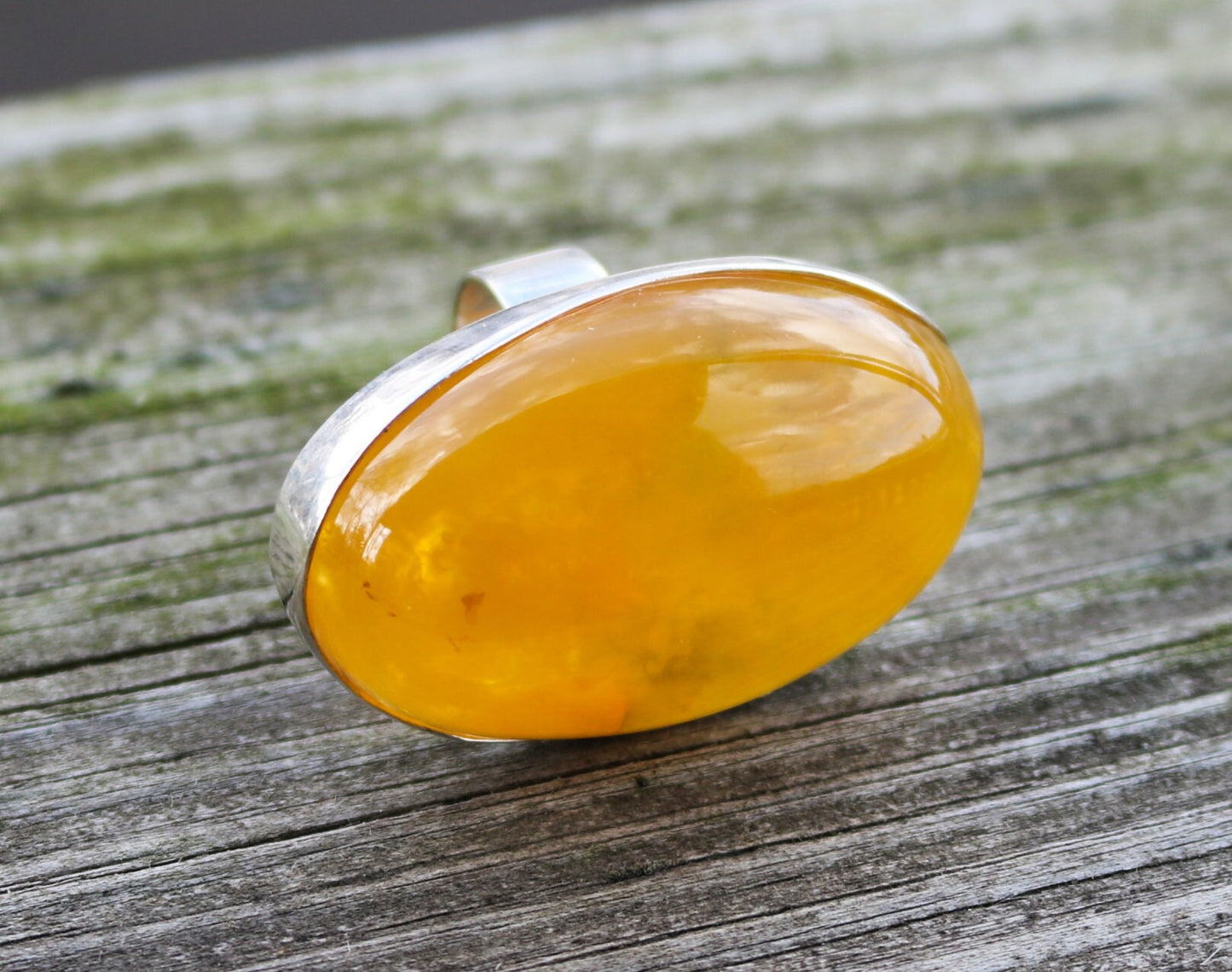 Baltic Amber Butterscotch Ring Large Adjustable Oval Cloudy Natural Untreated 925 Silver 23.5 gram